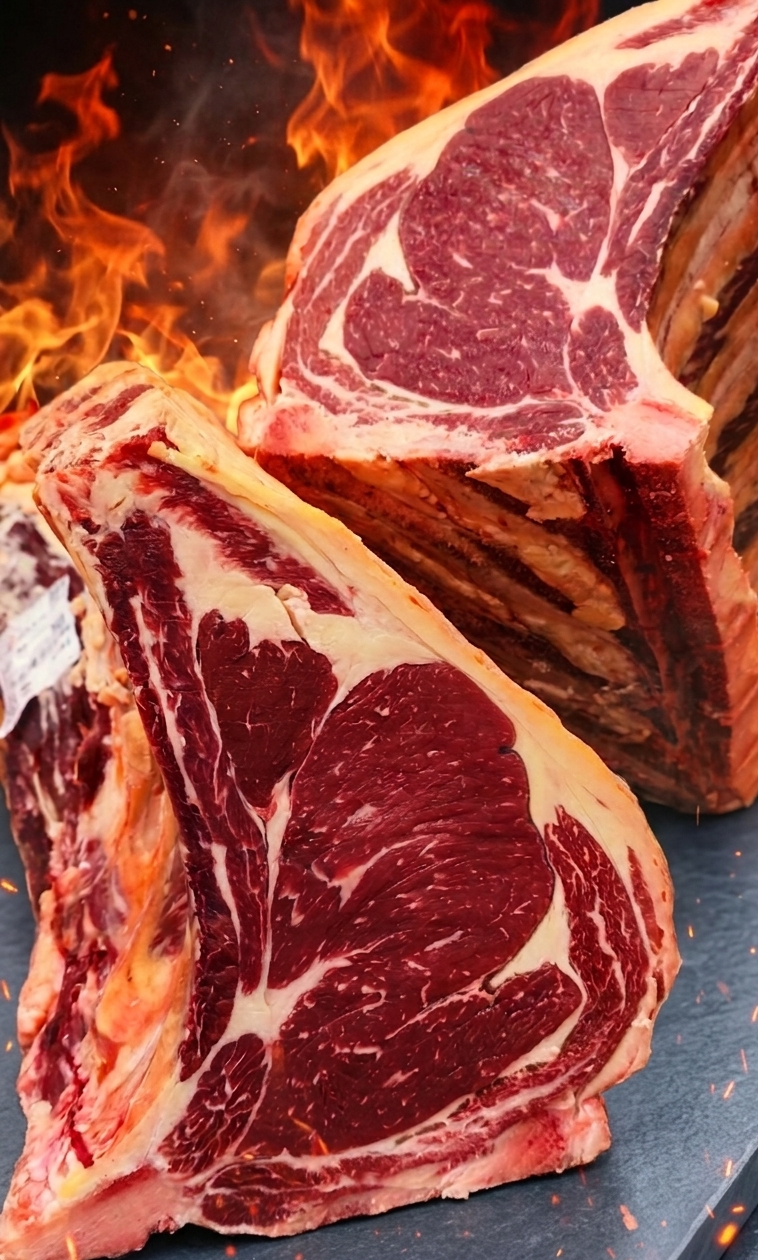 Boeuf, Veau, Agneau, Porc, volailles du sud-ouest de la France Vache, veau, cochon et poules dans un champ au coucher du soleil.